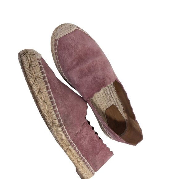 Chloe Scalloped Pink Suede Espadrilles Slip-On Flats Size 9 - Picture 12 of 16